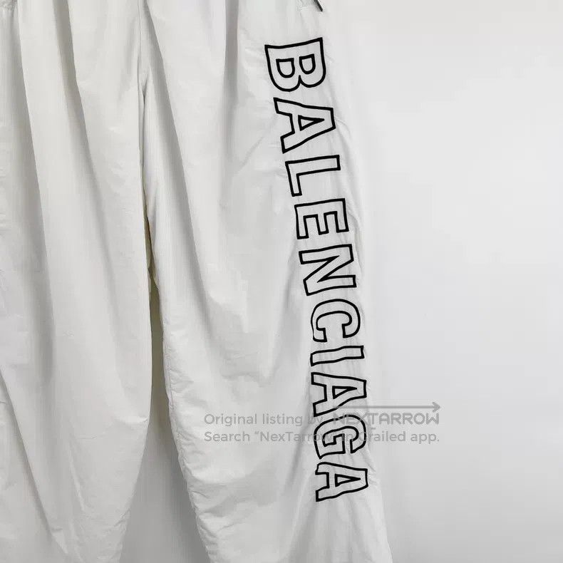 Balenciaga Balenciaga Size M White large logo embroidered nylon track Size US 27 - 3 Thumbnail