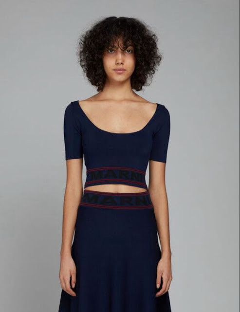 Marni o1w1db10824 Scoopneck Top in Navy Size L / US 10 / IT 46 - 2 Thumbnail