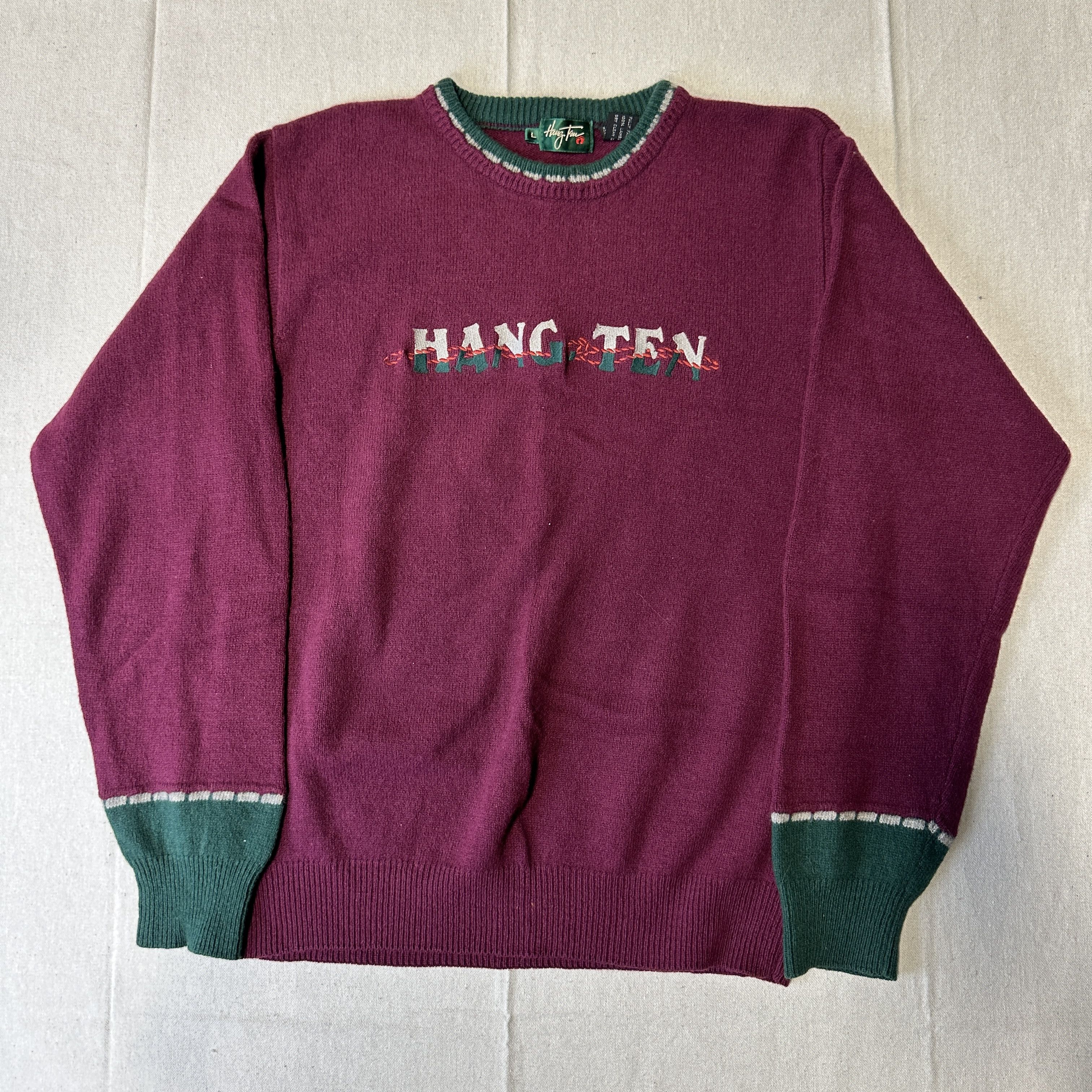 Hang Ten Vintage Hang Ten Embroidered Wool Sweater Size L 80s Size US L / EU 52-54 / 3 - 1 Thumbnail