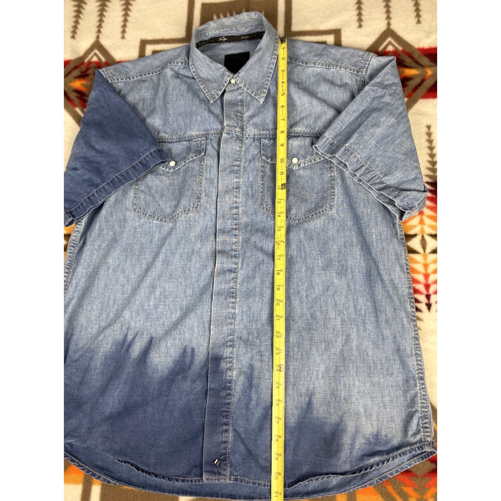 Sean John VINTAGE Sean John Denim Jean Shirt Short Sleeve XL Mens Blue Button Snap Shirt Size US XL / EU 56 / 4 - 6 Thumbnail