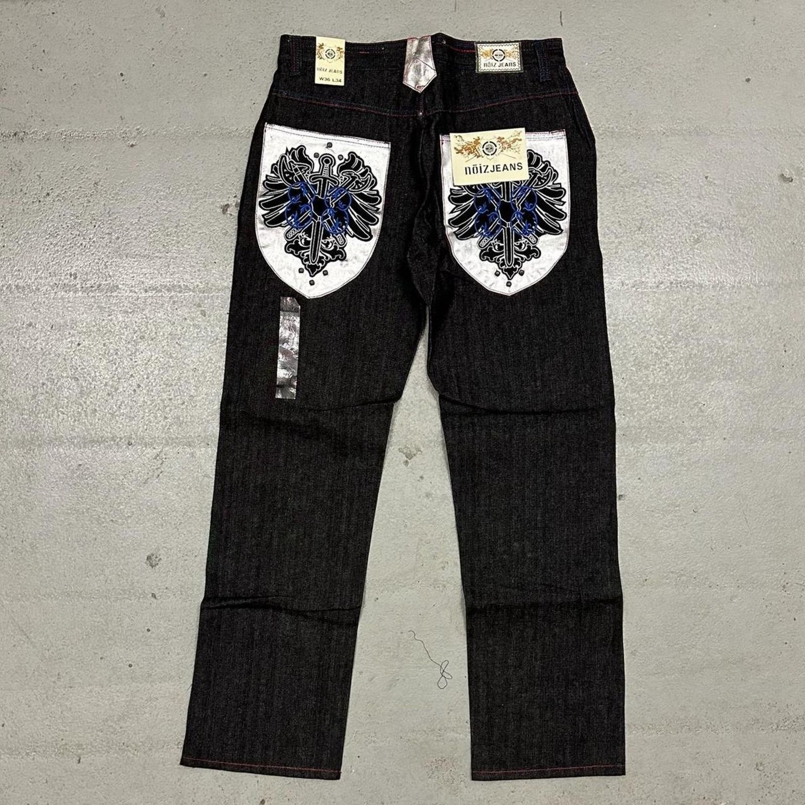 Vintage Vintage baggy y2k noiz blac kraw denim embroidered Size US 36 / EU 52 - 1 Thumbnail