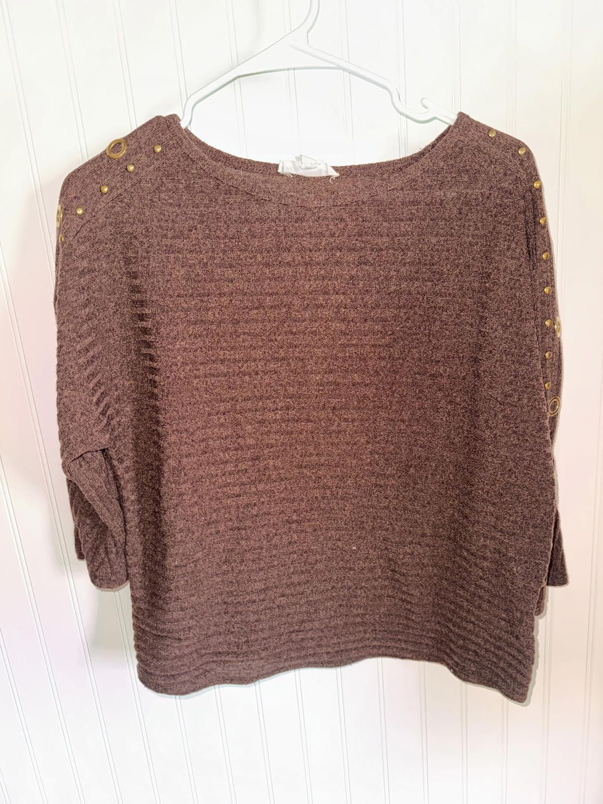 Other Parallel Skies Brown Ribbed Knit Sweater with Gold Studs and Size M / US 6-8 / IT 42-44 - 1 Thumbnail