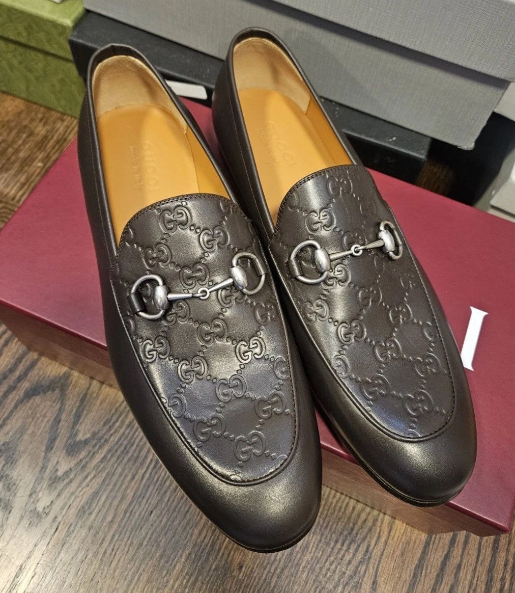 Gucci Gucci Brown Leather GG Embossed Horsebit Loafers - Size 7UK Size US 8 / EU 41 - 10 Thumbnail
