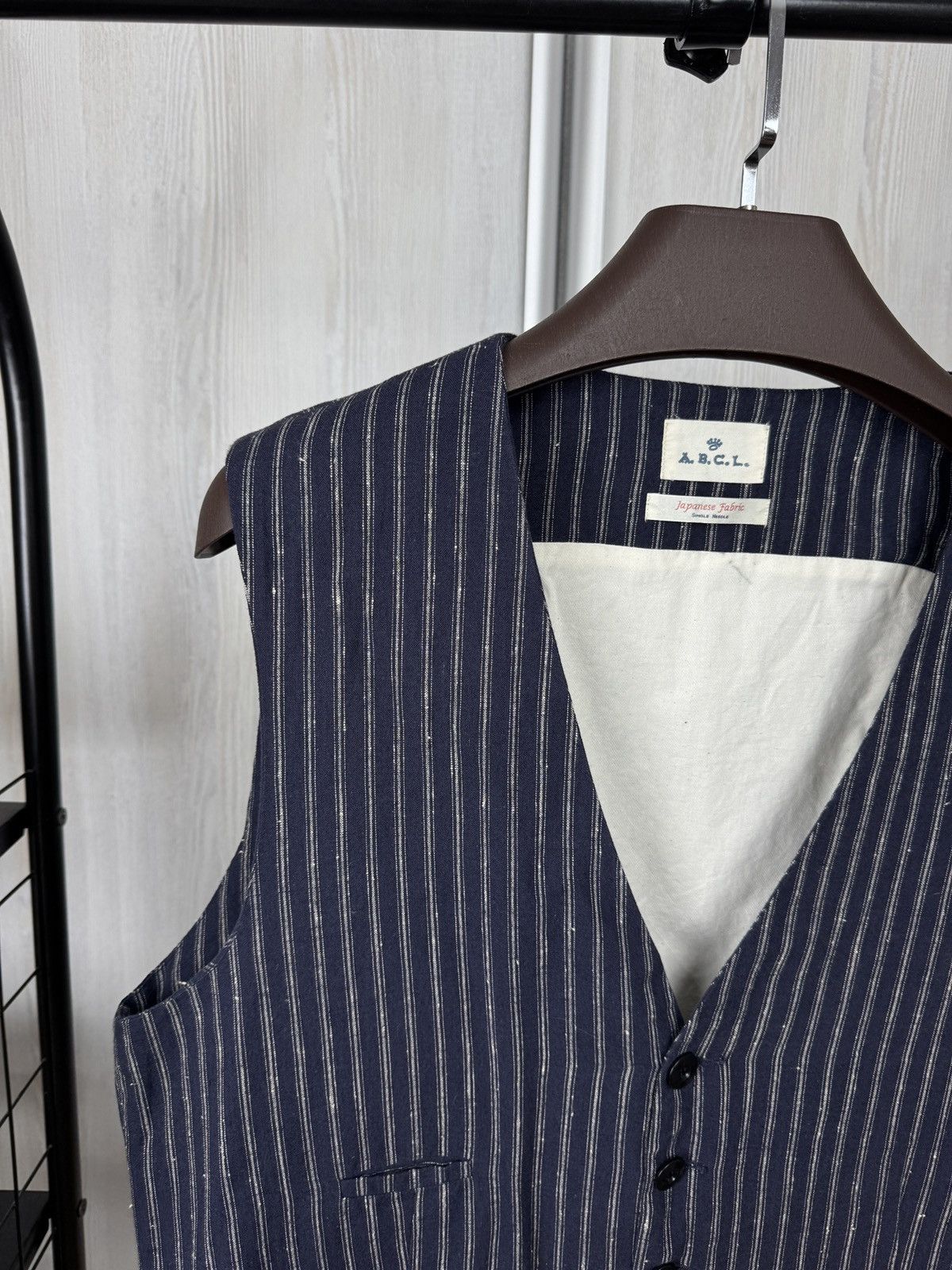 Japanese Brand A.B.C.L Garments blue pinstripes linen cotton vest waistcoat Size US XL / EU 56 / 4 - 3 Thumbnail