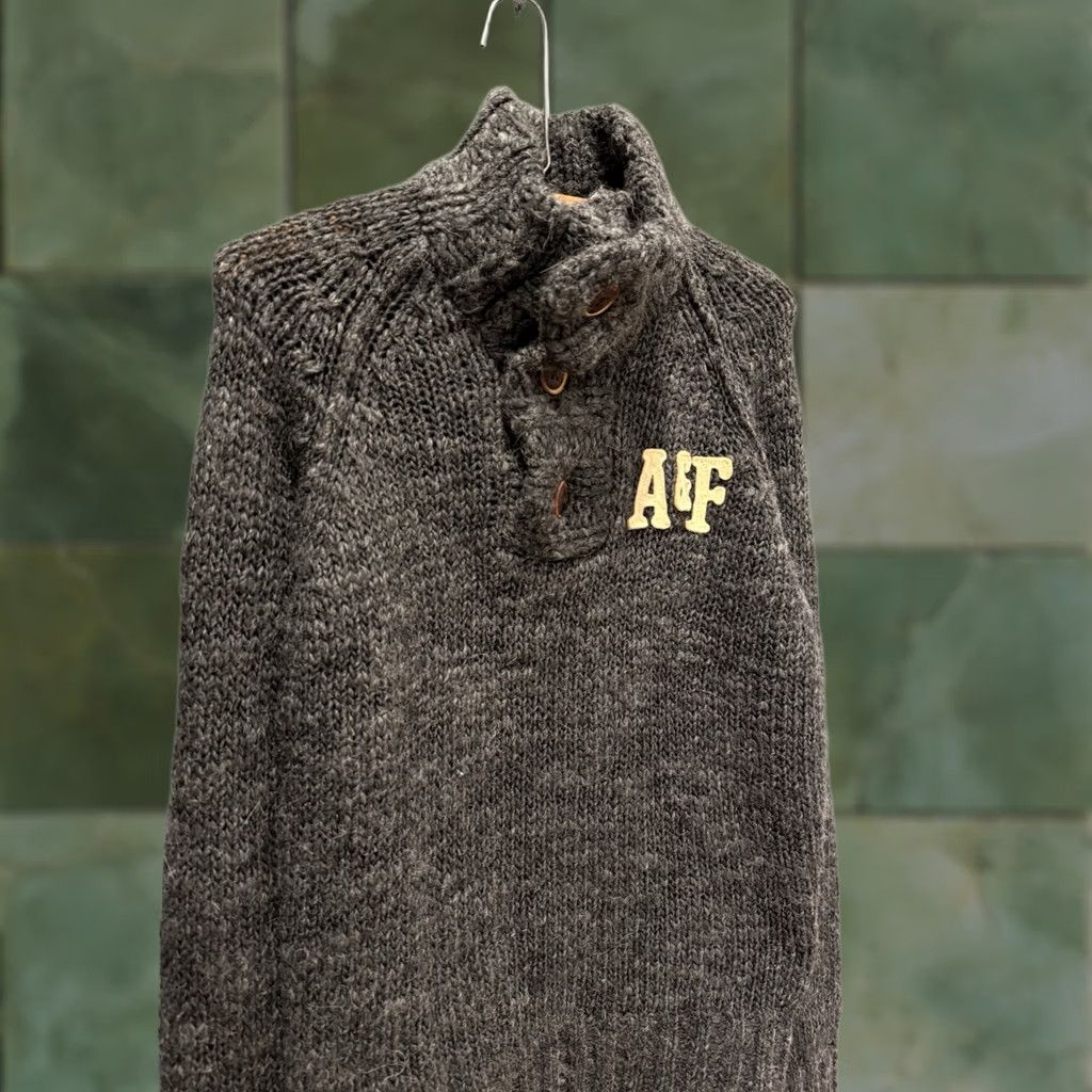 Abercrombie & Fitch Abercrombie & Fitch Sweater Shirt Knit Wool Gray Shawl Collar Mens Small S Size US S / EU 44-46 / 1 - 1 Thumbnail