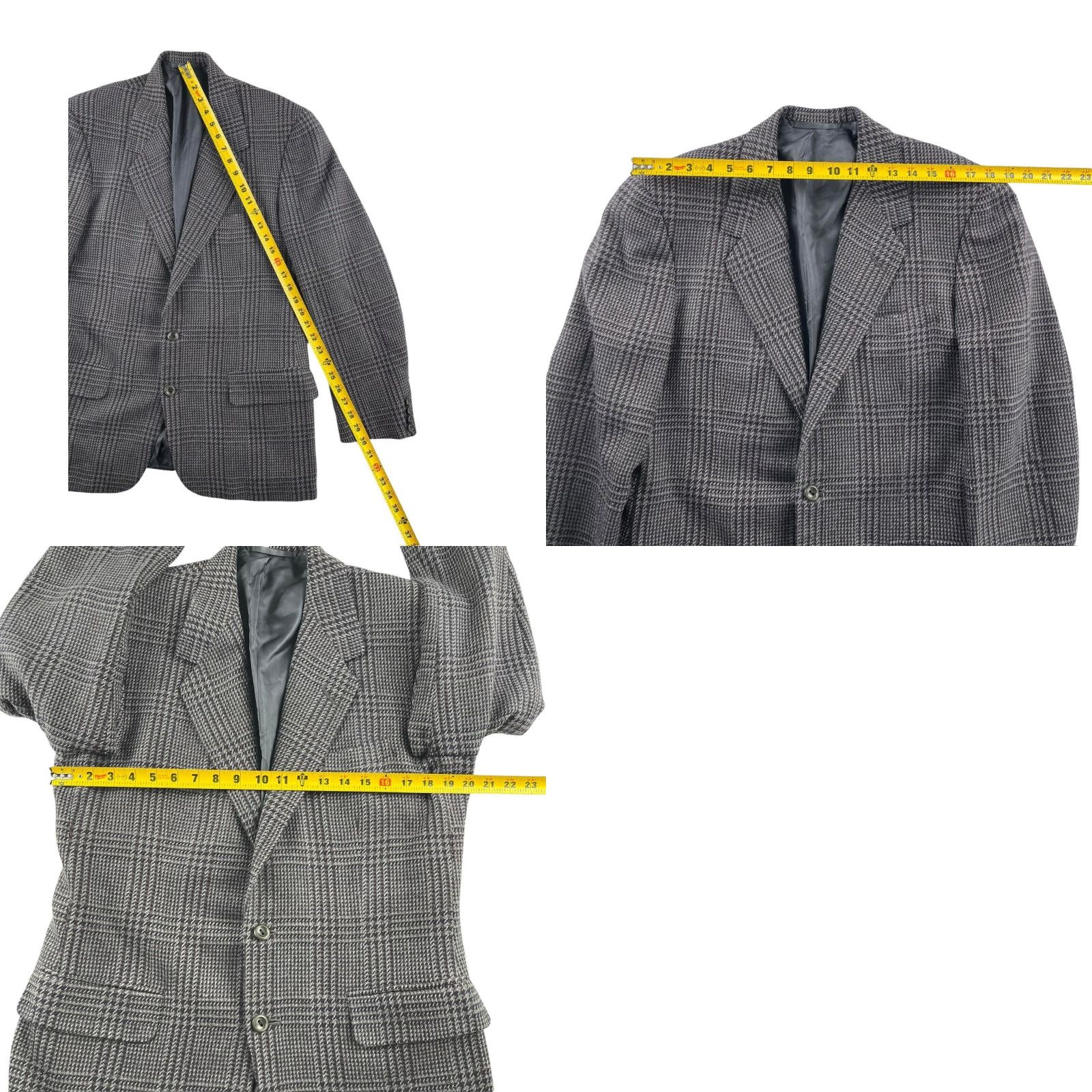 Vintage VINTAGE Oxford Clothes Men Blazer Jacket Wool Tweed Gray Plaid 39 Regular Two-Button Notch Lapel Mens Size 40R - 8 Thumbnail