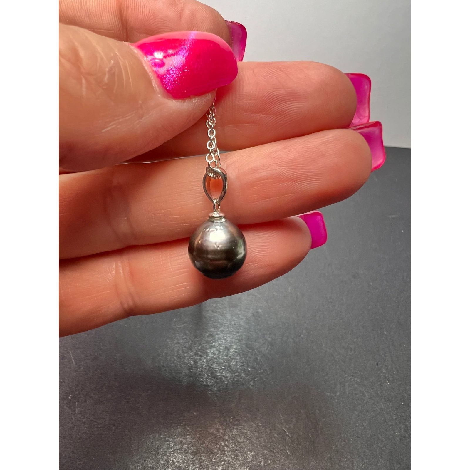 Other Tahitian Pearl Rhodium Over Sterling Silver Pendant Chain Size ONE SIZE - 10 Thumbnail