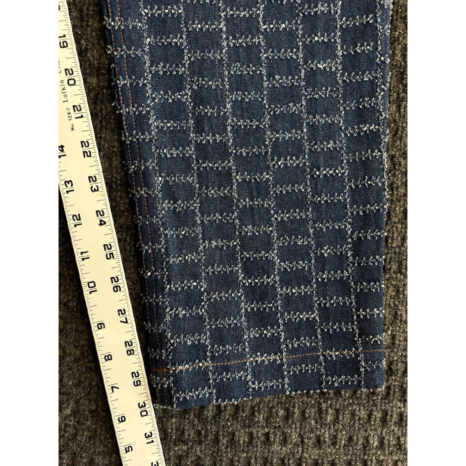 MUNTHE Munthe Jeans Women’s Denim Pants 10 US 40 EU Blue Checkered Cross Stitched Straight Zip Cotton Denim Size 32" / US 10 / IT 46 - 7 Thumbnail
