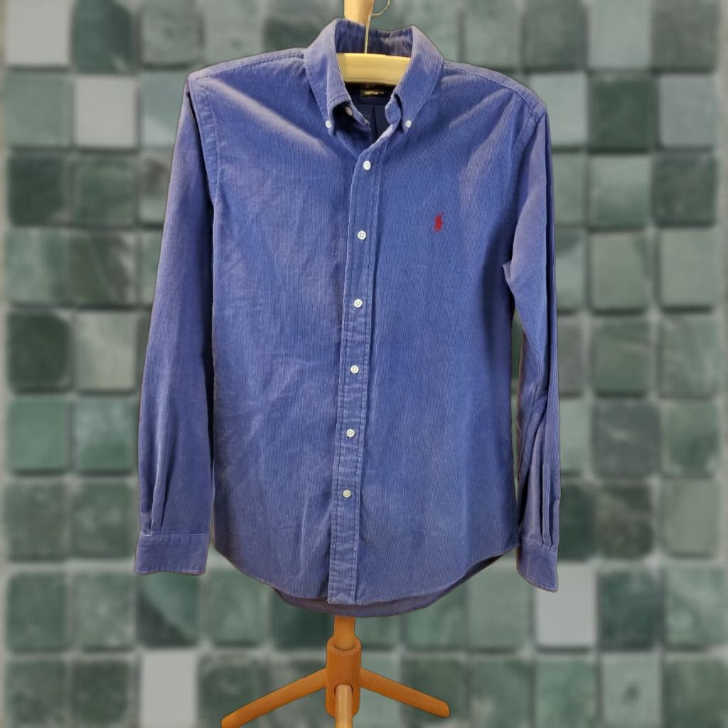 Ralph Lauren VINTAGE Ralph Lauren Polo Corduroy Shirt BLUE SZ SMALL Men Shirt Long Sleeve Collared 31 INCH Top to Bottom Blue Mens Size US L / EU 52-54 / 3 - 1 Thumbnail