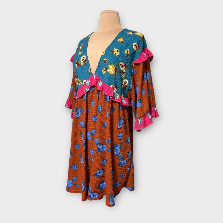 Anthropologie NWT Anthropologie Ruffled Sleep Mini Dress XS Floral Multi T Size XS / US 0-2 / IT 36-38 - 8 Thumbnail