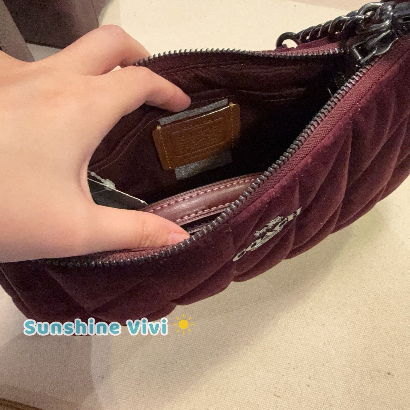 Coach NWT Coach Teri Shoulder Bag Quilting CCW70 Gunmetal/Burgundy Size ONE SIZE - 8 Thumbnail