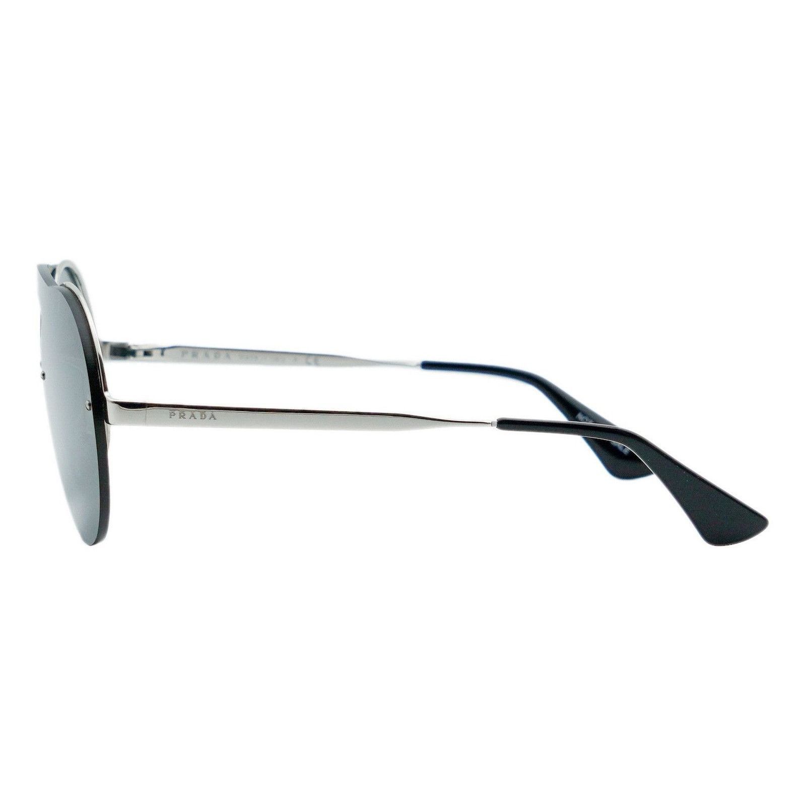 Prada Prada SPR 65T Round Double Bridge Silver Logo Sunglasses Size ONE SIZE - 3 Thumbnail