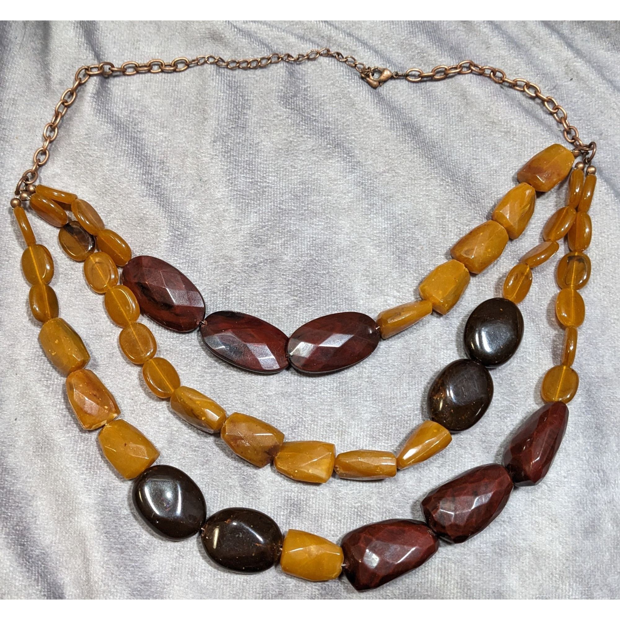Other Vintage Retro Chunky Brown Acrylic Beaded Layered Necklace Size ONE SIZE - 6 Thumbnail