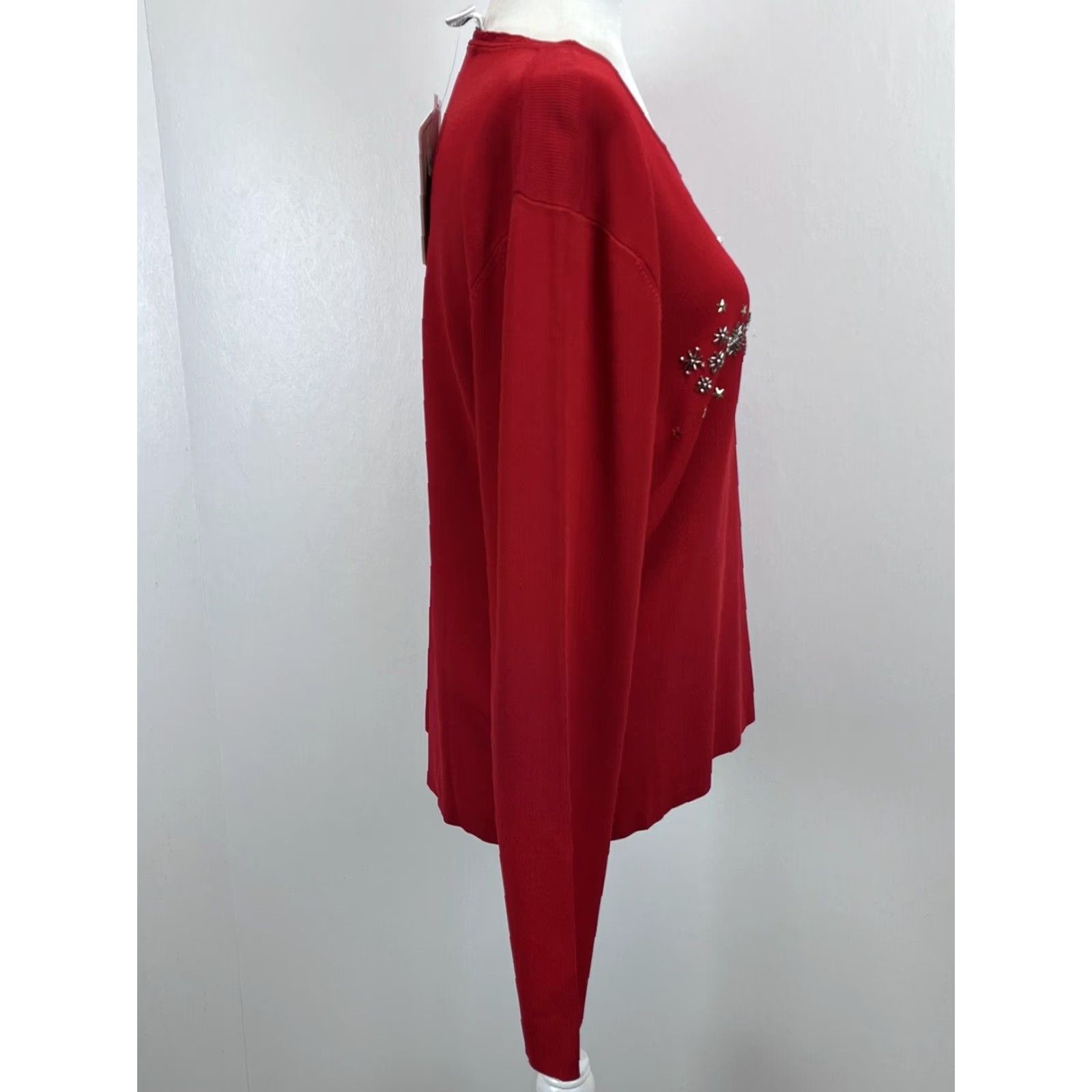 Vintage VINTAGE Lisa International Christmas Sweater Women's Red Beaded XL Pullover Knit Size XL / US 12-14 / IT 48-50 - 2 Thumbnail