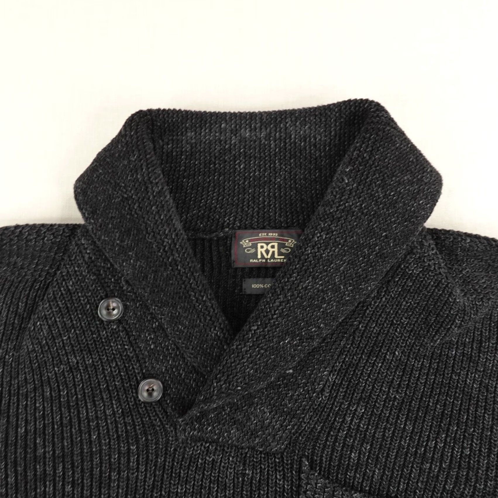 Ralph Lauren VINTAGE Ralph Lauren RRL Sweater Pullover Mens Small Black Knit Collared Cotton Casual Size US S / EU 44-46 / 1 - 2 Thumbnail
