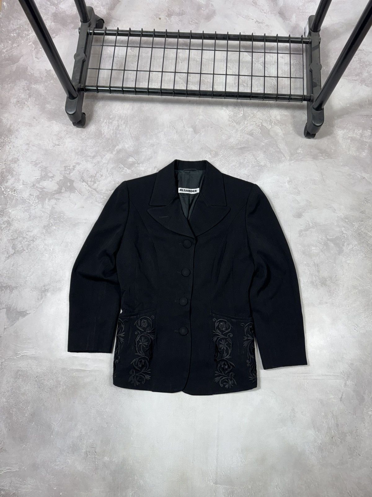 Jil Sander Vintage Jil Sander 80s Wool Embroidered Blazer West Germany Size XS / US 0-2 / IT 36-38 - 1 Thumbnail