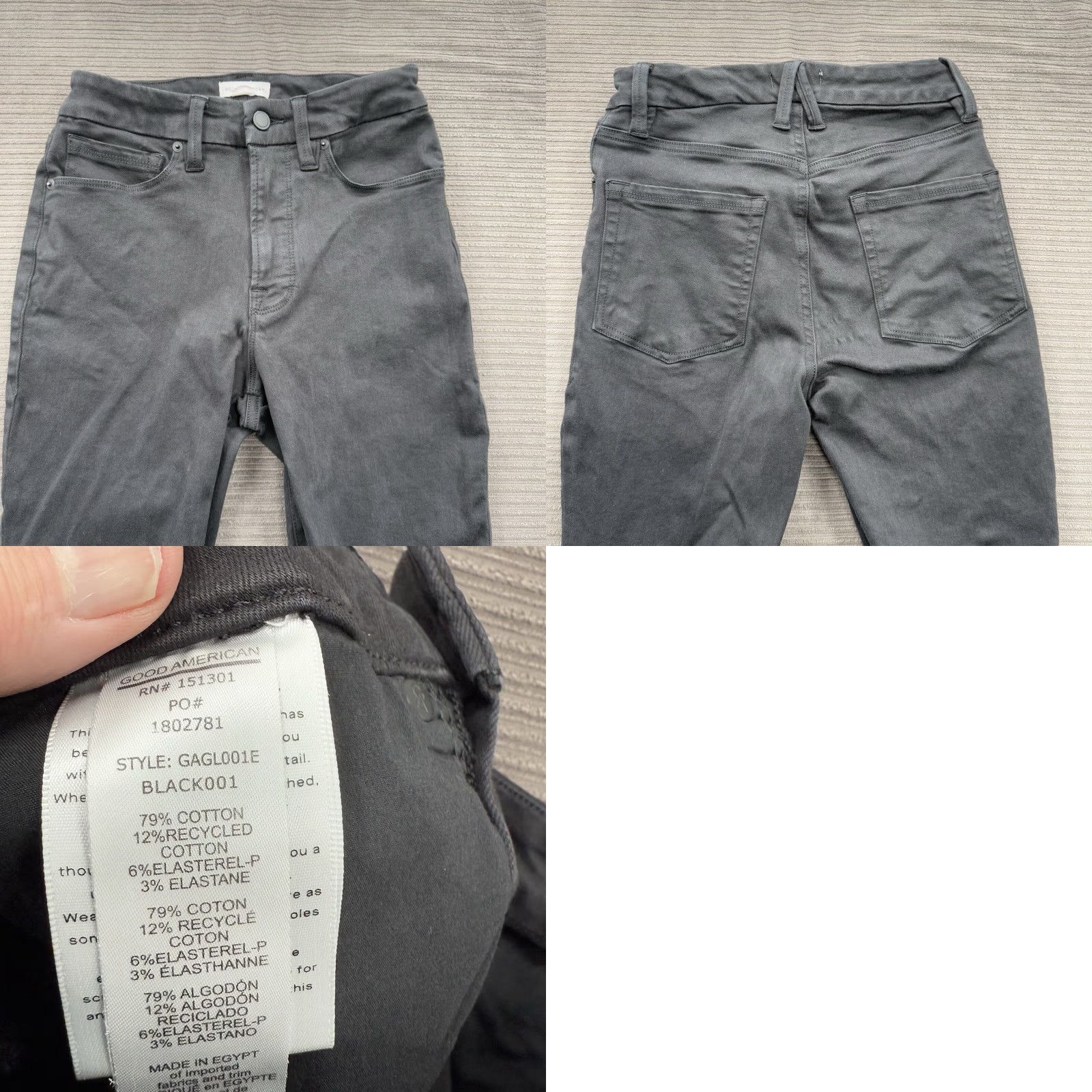 Good American Good American Jeans Women 28 Black Cotton Denim High Rise 90s City College Straight Comfort Rise 27in Inseam Womens Size 28" / US 6 / IT 42 - 8 Thumbnail