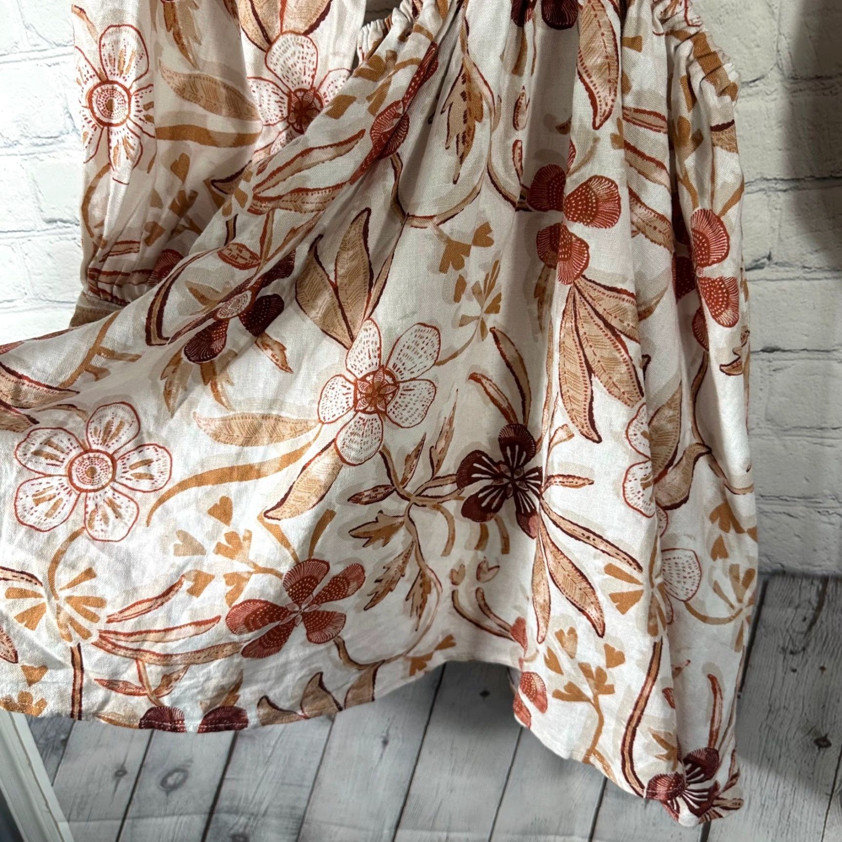 Sam Edelman Sam Edelman Mini Dress Floral Stamp White Sand V-Neck Balloon Sleeve Cut Out Backless Open Back Tie Short Dress S Multicolor Womens Small NWT Size S / US 4 / IT 40 - 5 Thumbnail