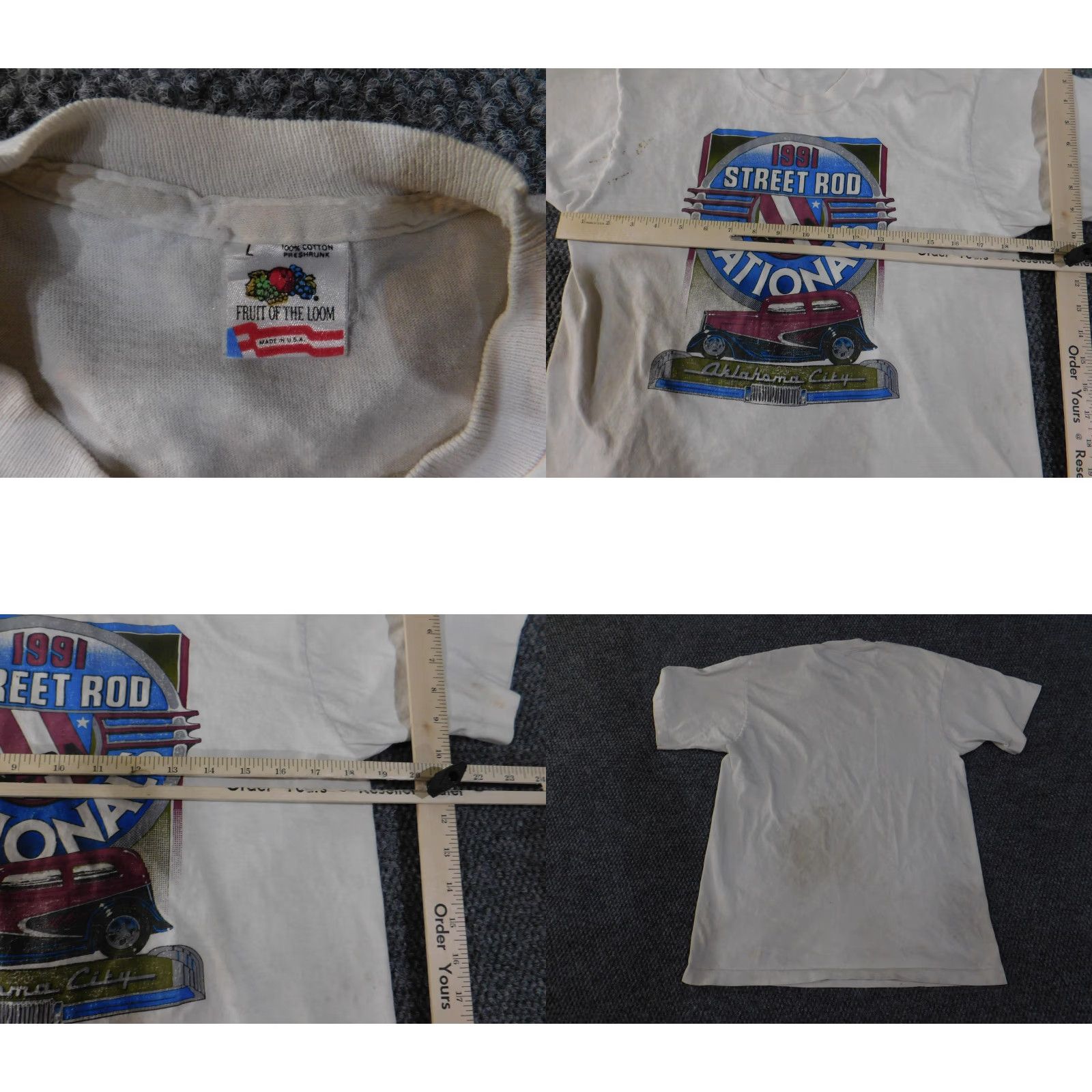Fruit Of The Loom VINTAGE 1991 Street Rod Nationals Shirt Mens Large Oklahoma City NSRA Made USA Shirt Size US L / EU 52-54 / 3 - 8 Thumbnail