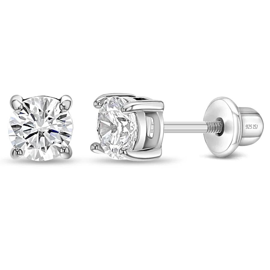 Other Classic Setting Solitaire 4mm Earrings - Sterling Silver Size ONE SIZE - 1 Thumbnail