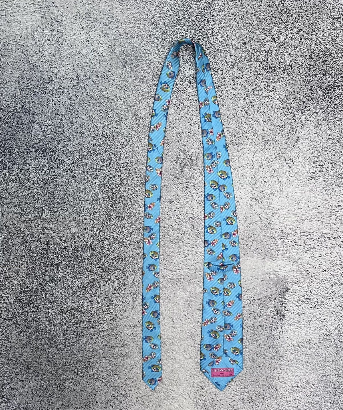 Leonard Paris Leonard Paris Tie 100%Silk Monogram Fish Floral MadeInItaly Size ONE SIZE - 2 Thumbnail