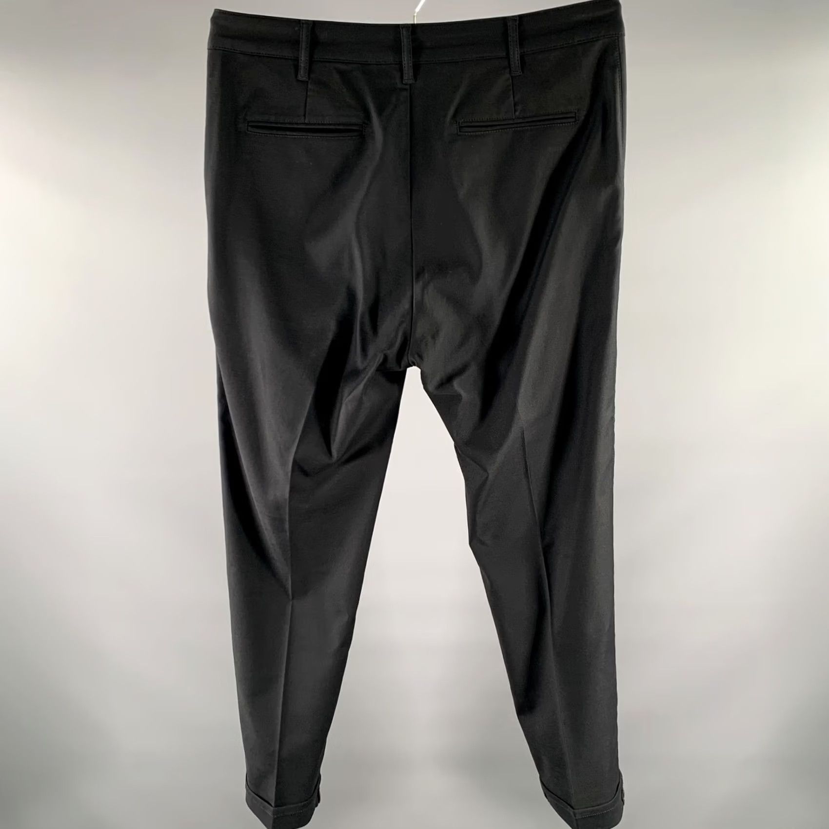 Bottega Veneta BOTTEGA VENETA Pants Black Solid Cotton Blend Straight Casual 38 Adult Men Inseam 29 EU Italy Size US 38 / EU 54 - 3 Thumbnail