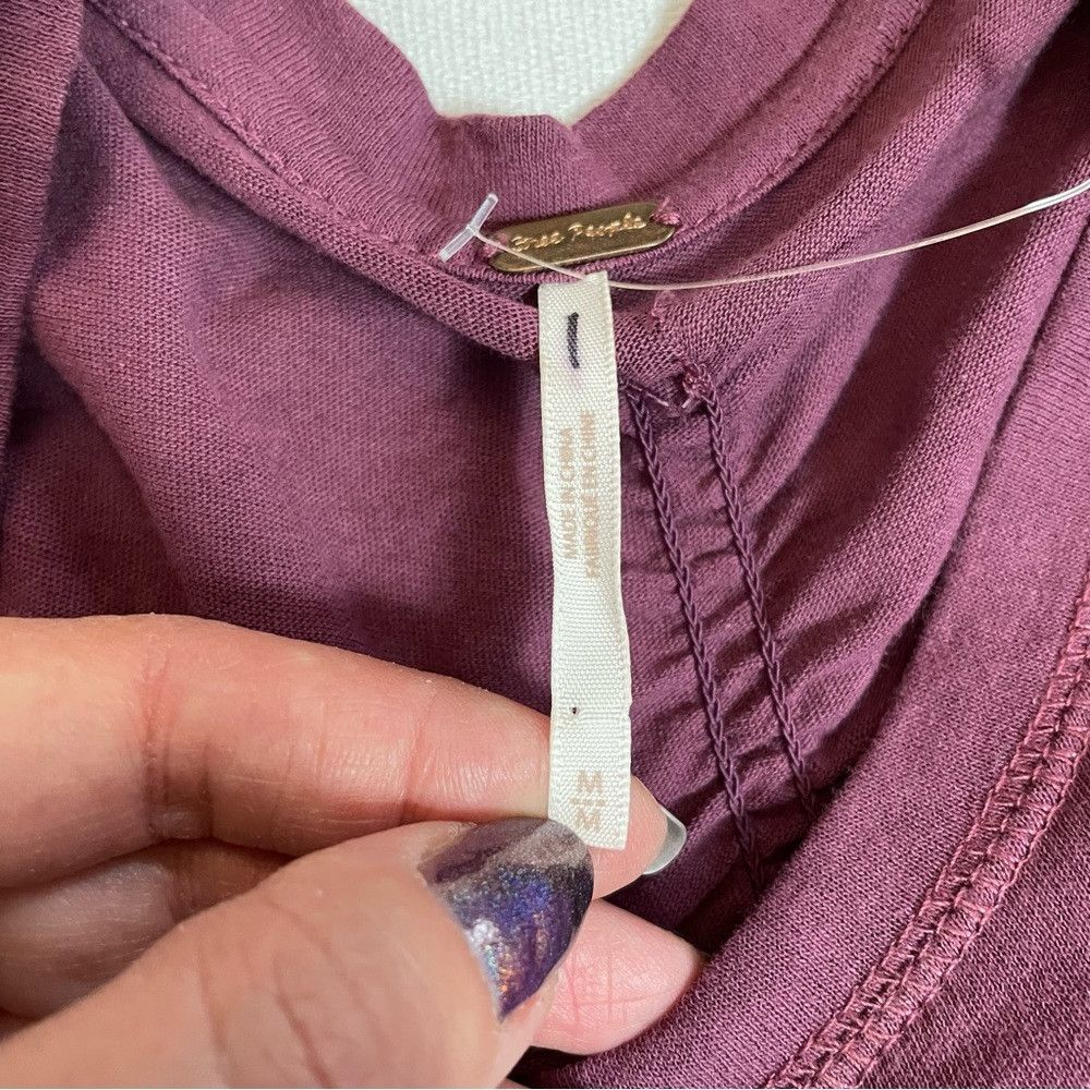 Free People New Free People Purple Ruched Seams Puff Sleeve Cotton Tee Size M / US 6-8 / IT 42-44 - 6 Thumbnail