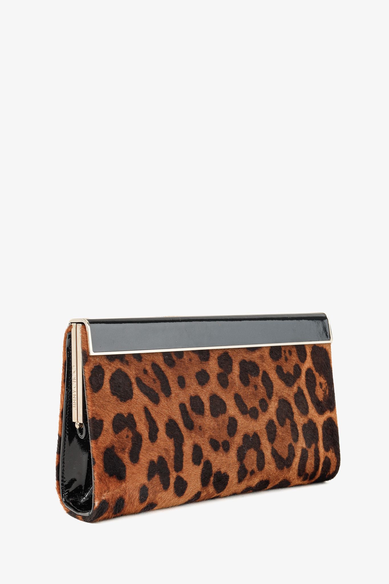 Jimmy Choo Jimmy Choo Cayla Leopard Pony Hair Enamel-Top Clutch Size ONE SIZE - 2 Thumbnail