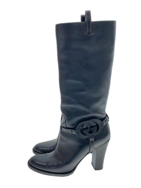 Gucci GUCCI BLACK GG INTERLOCK LOGO LEATHER BOOTS Size US 7 / IT 37 - 4 Thumbnail