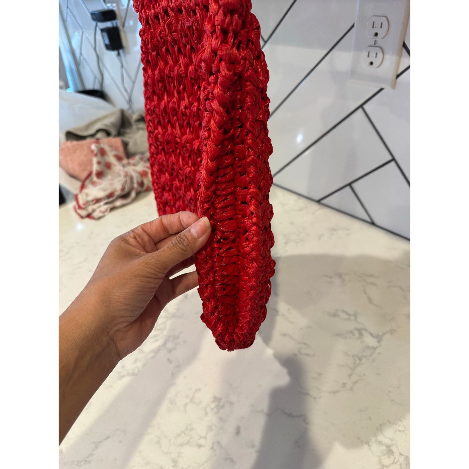 Bugatti Vintage Bugatti red paper woven wooden rattan handles Size ONE SIZE - 3 Thumbnail