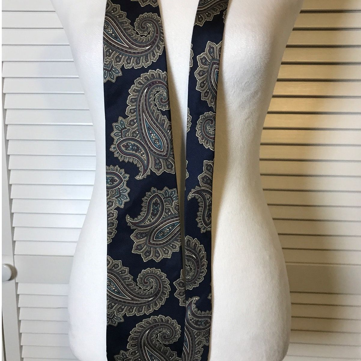 Other Scott Foster Blue Paisley Silk Classic Wide Men Necktie Size ONE SIZE - 3 Thumbnail