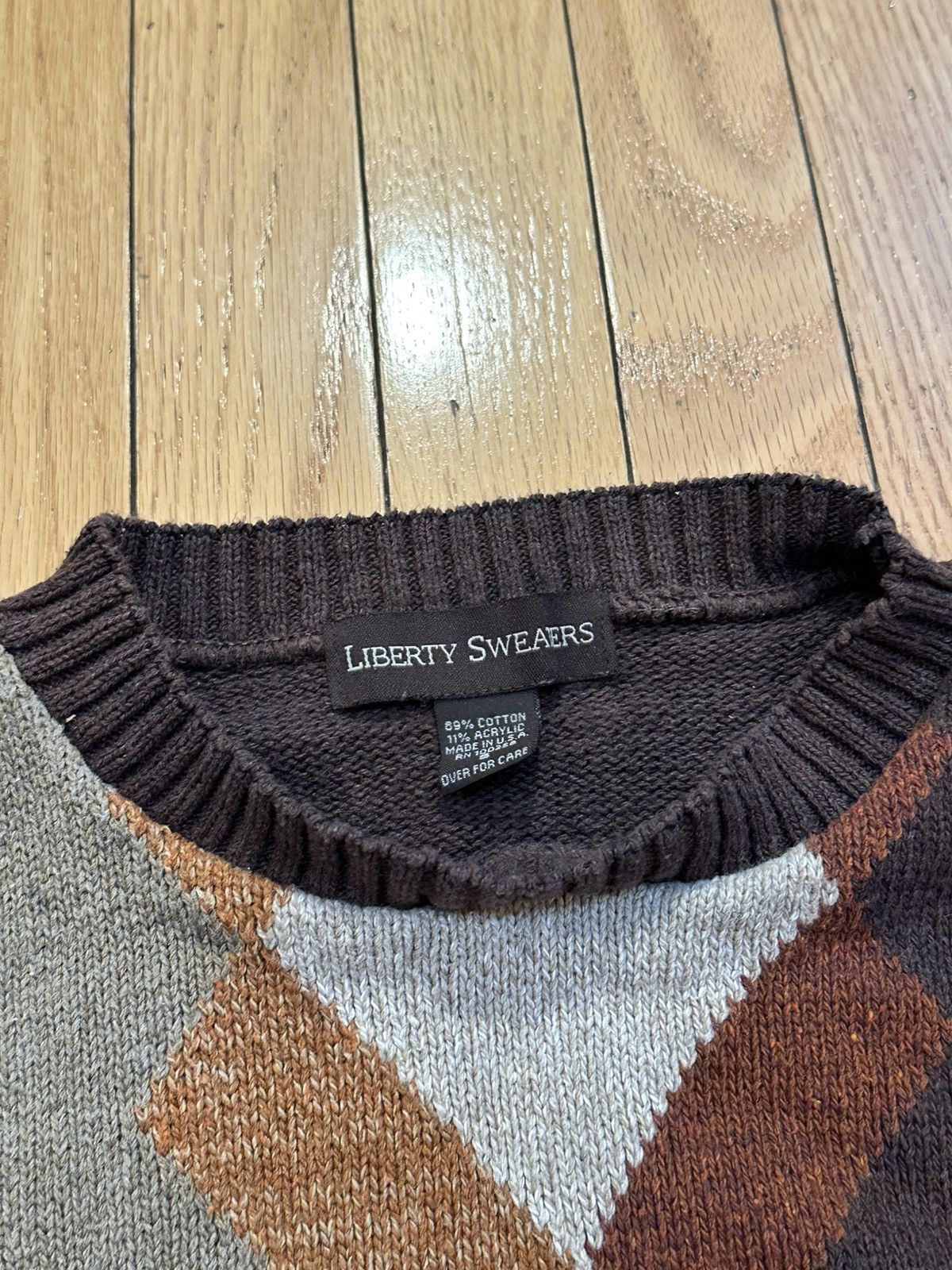 Vintage Vintage Preppy Liberty Sweaters Argyle Print Sweater - Brown Size US S / EU 44-46 / 1 - 2 Thumbnail