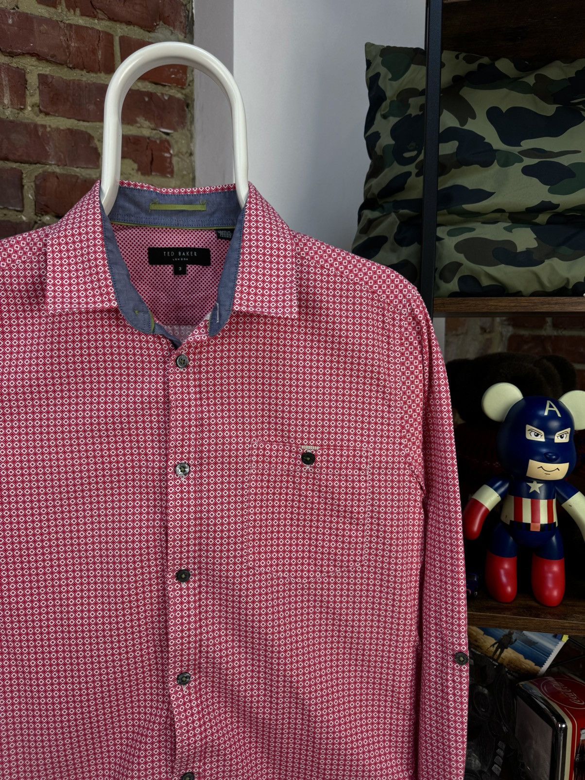 Ted Baker TED BAKER Pink/White Pattern Long Sleeve Shirt Size US S / EU 44-46 / 1 - 1 Thumbnail