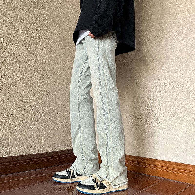 Japanese Brand Men's American retro washed slim straight casual jeans Size US 32 / EU 48 - 2 Thumbnail