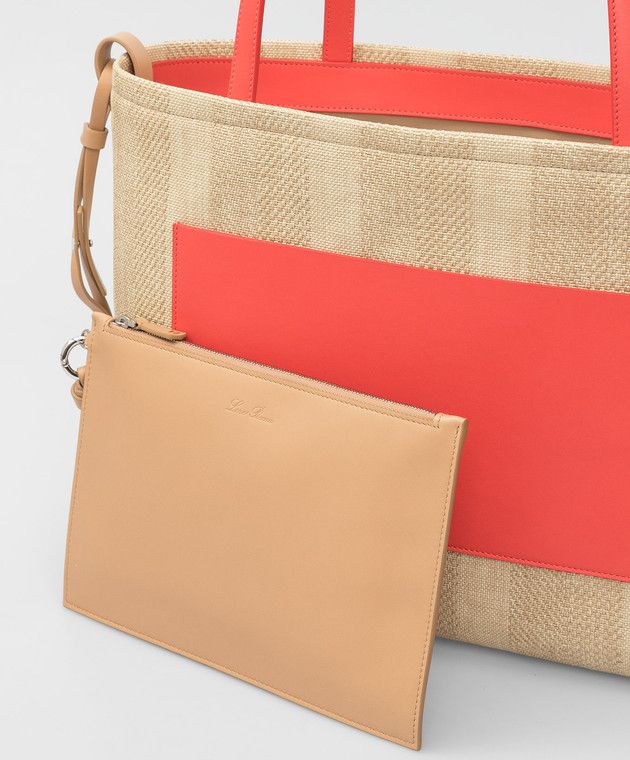 Loro Piana o1srvl11e0924 Size: / OS Tote Bag in Beige/Red Size ONE SIZE - 8 Thumbnail