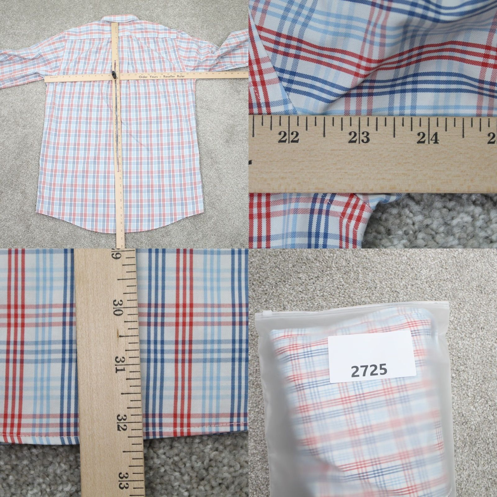 Vintage LL Bean Shirt Mens 15 1/2 36 Wrinkle Resistant Classic Fit L/S Plaid White Red Blue Dress Shirt Size US L / EU 52-54 / 3 - 8 Thumbnail