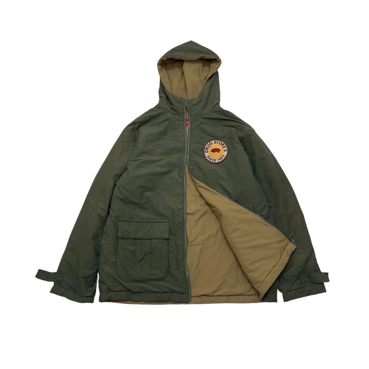 45rpm × Angel Blue × Japanese Brand 💥Drug Store Reversible Padded Parka Hoodie Jacket Size US M / EU 48-50 / 2 - 1 Thumbnail