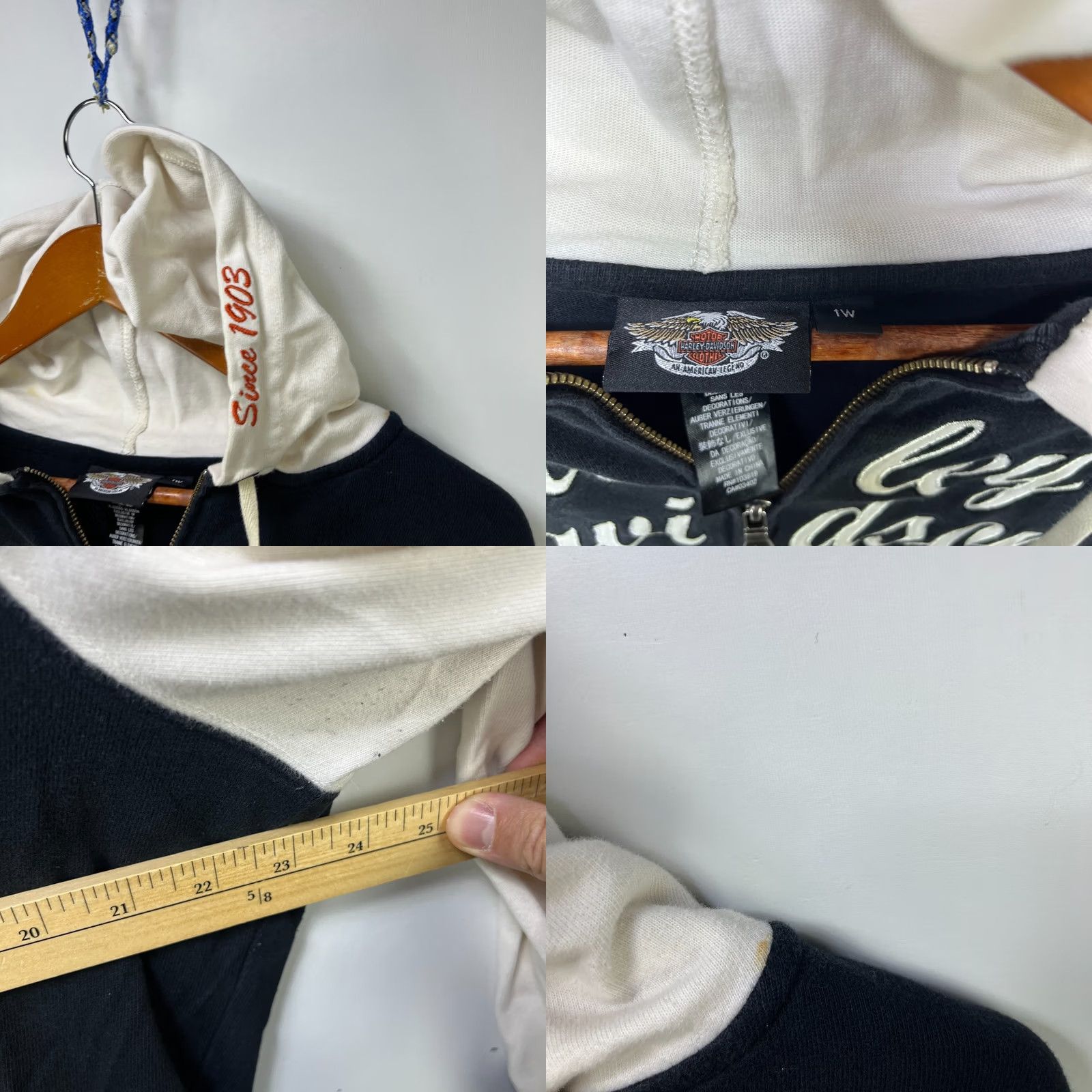 Harley Davidson Vintage Harley-Davidson Wings Zip Hoodie Womens 2XL Black Fleece Logo Full Zip Hooded Crew Neck Regular Sleeve Long XW2020s Women Gender Mens Womens Size XXL / US 16-18 / IT 52-54 - 8 Thumbnail