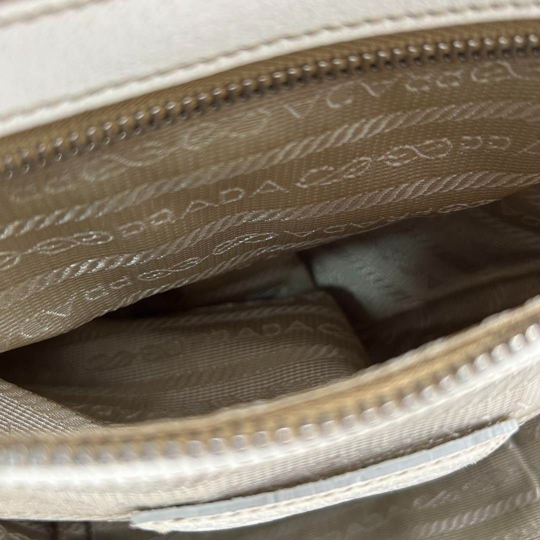 Prada Prada - Canvas Handbag White Triangle Logo Vintage Leather Size ONE SIZE - 10 Thumbnail