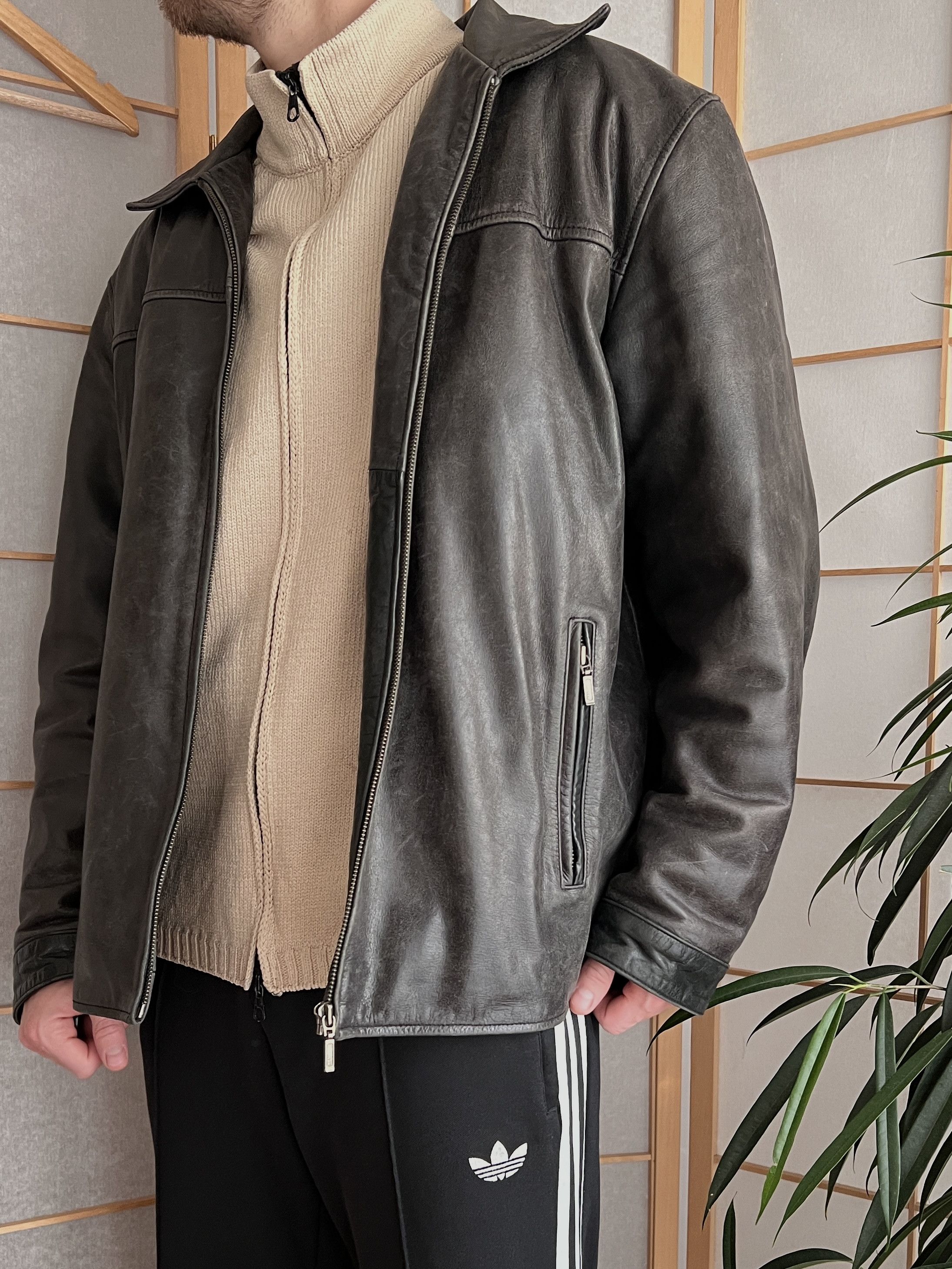 If Six Was Nine Vintage 90s Faded Leather coat hard jacket baggy y2k opium Size US L / EU 52-54 / 3 - 1 Thumbnail