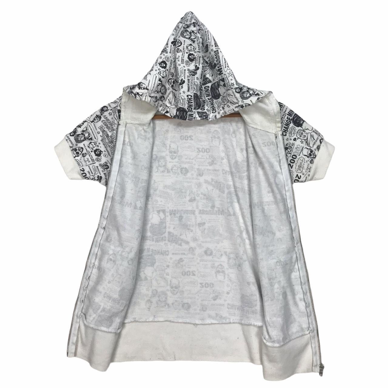 Vintage Vtg PETITREITRE Short Sleeve Hoodie Sweater Full Print Size M / US 6-8 / IT 42-44 - 2 Thumbnail