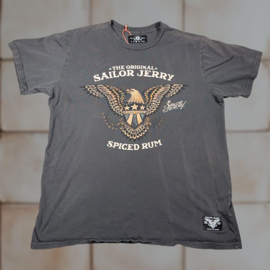 Vintage Sailor Jerry Shirt Adult LARGE Gray Spiced Rum Tattoo Eagle Norman Collins USA Size US L / EU 52-54 / 3 - 1 Thumbnail