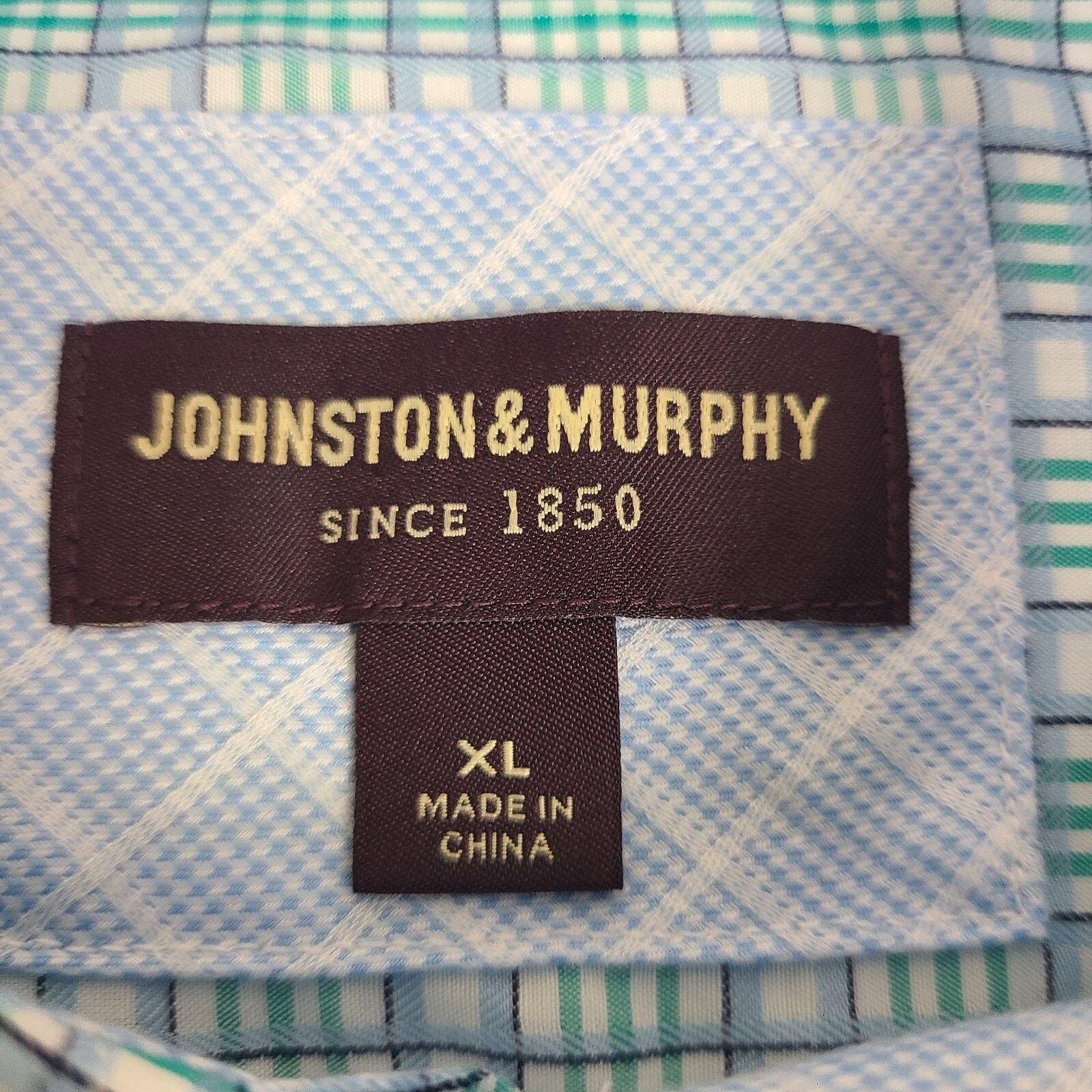 Johnston & Murphy Johnston & Murphy Shirt Blue Green Plaid Long Sleeve XL Size US XL / EU 56 / 4 - 2 Thumbnail