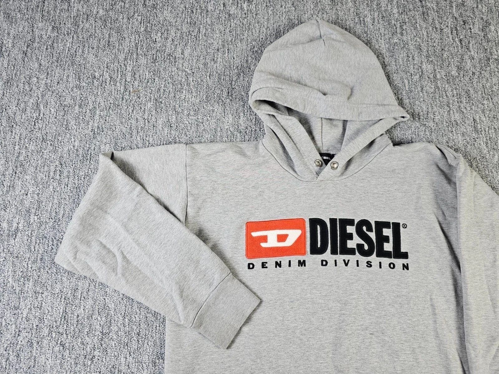 Diesel Diesel S-Ginn Denim Division Spellout Logo Hoodie Gray Men M Size US M / EU 48-50 / 2 - 4 Thumbnail