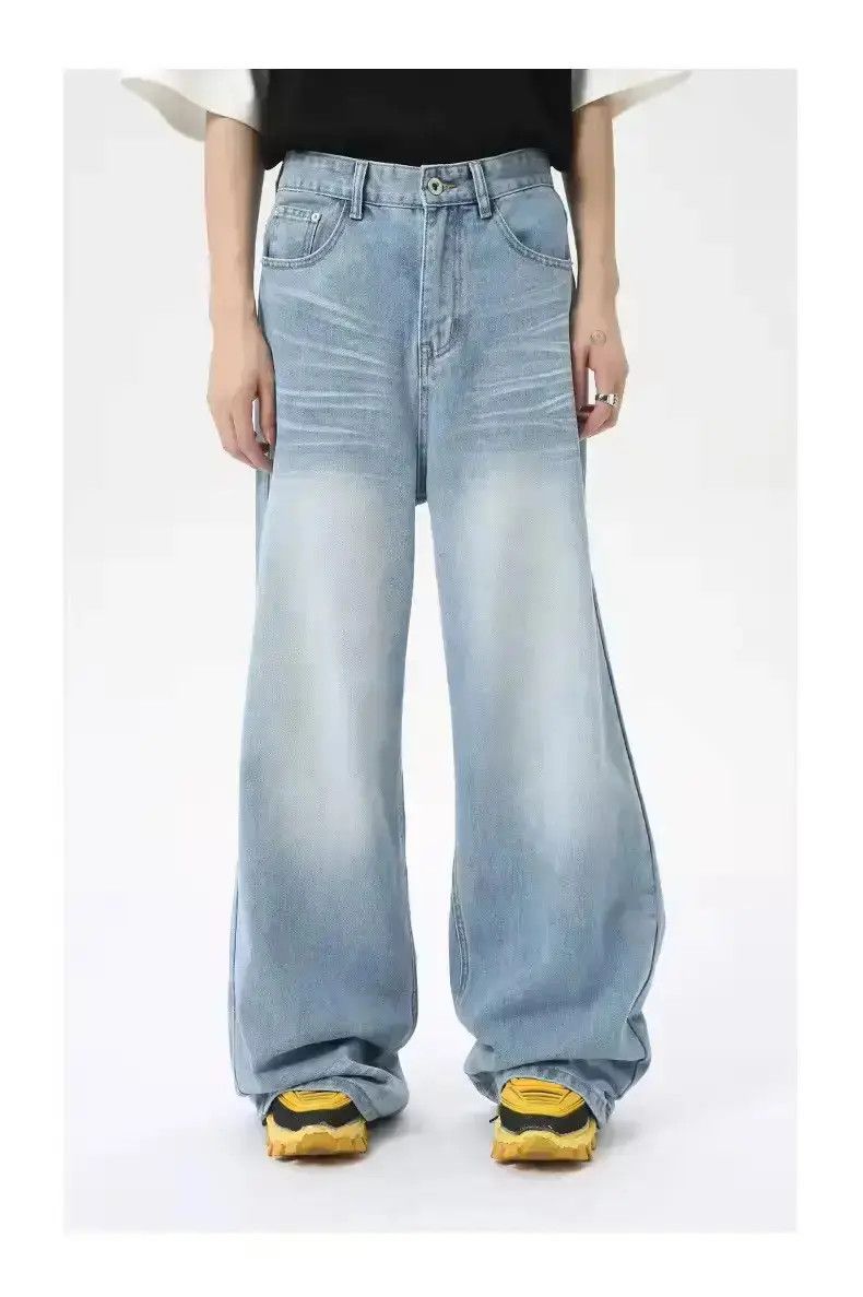 Japanese Brand Washed Blue Baggy Distressed Classic Loose Jeans Y2k Size US 32 / EU 48 - 1 Thumbnail