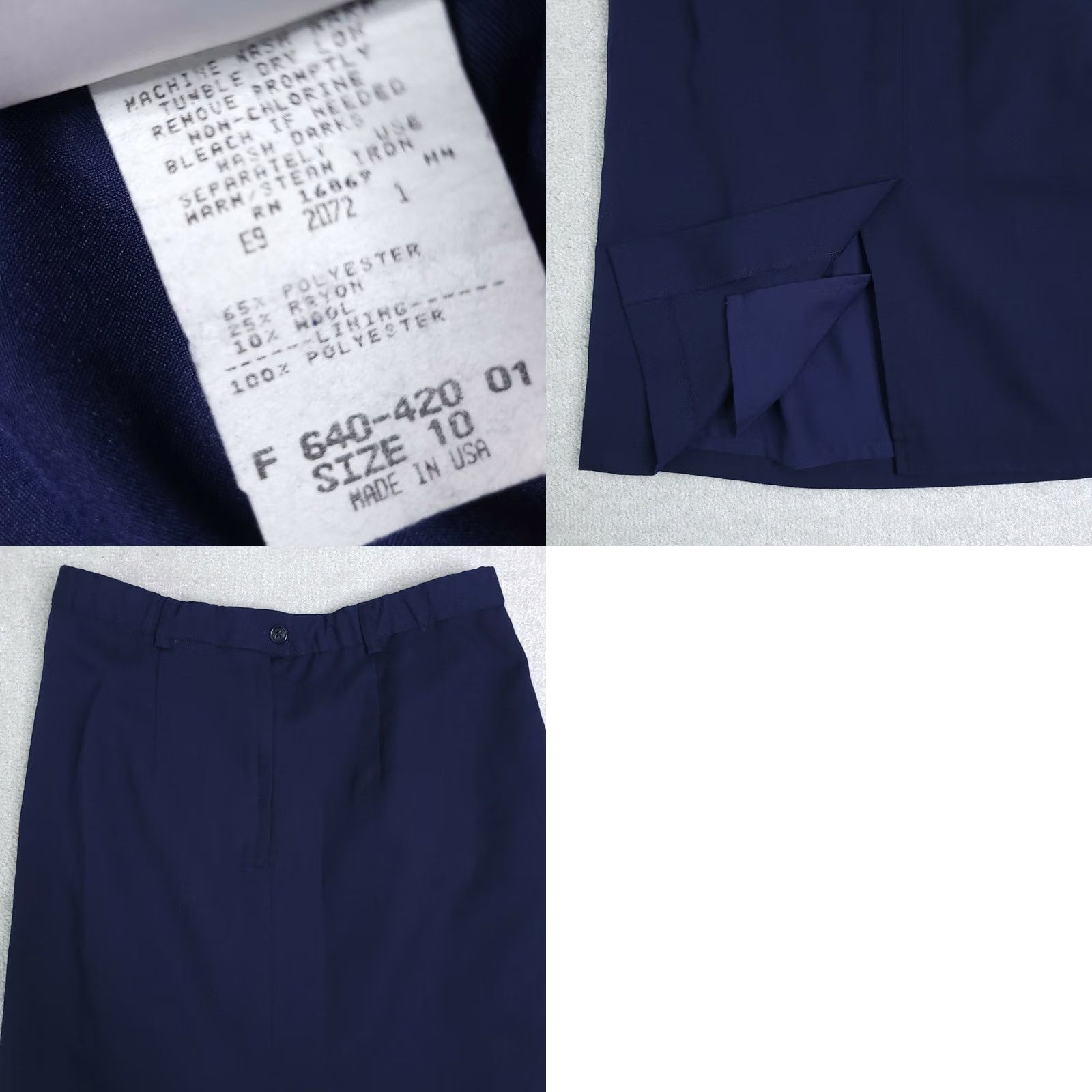 Vintage VINTAGE Lucia Petites Skirt Women's 10 Blue Lined Back Zip Slit Polyester Wool USA Size 32" / US 10 / IT 46 - 8 Thumbnail