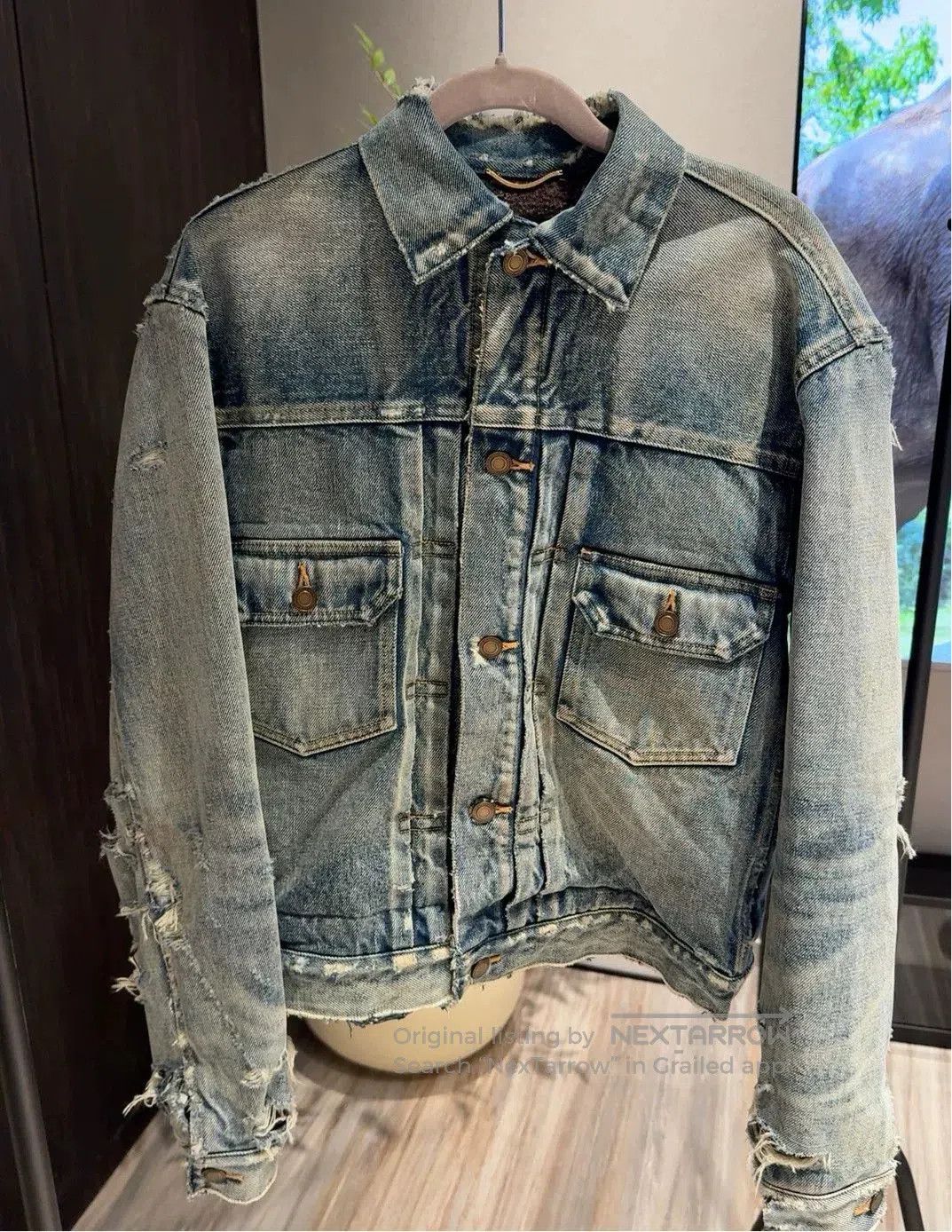 Saint Laurent Paris Saint Laurent Distressed Denim Jacket. Size US XS / EU 42 / 0 - 1 Thumbnail