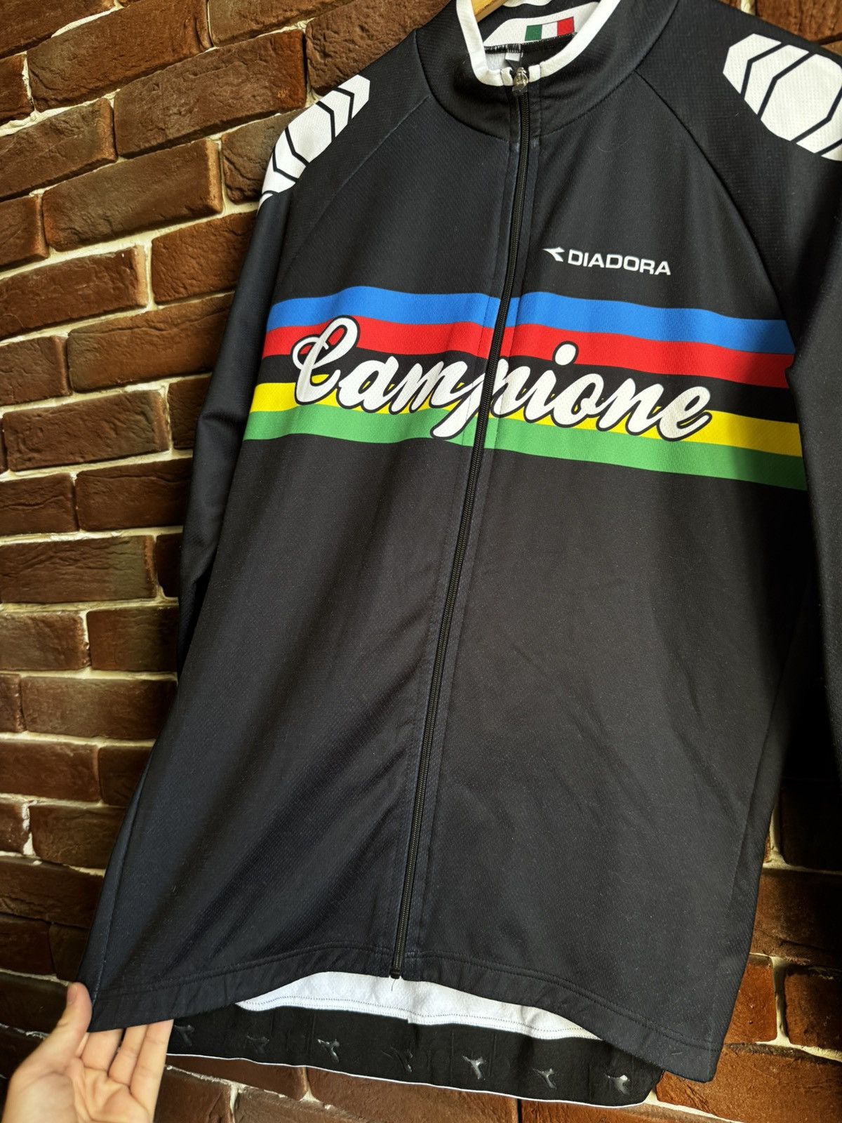 Vintage Vintage Diadora Campione Black Cycling Jersey Longsleeve Size US L / EU 52-54 / 3 - 4 Thumbnail