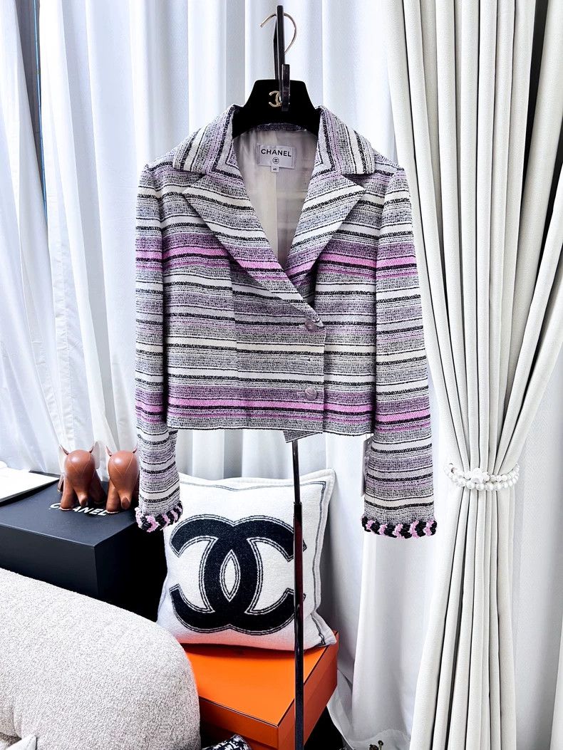Chanel Chanel Striped short lapel coat Size S / US 4 / IT 40 - 1 Thumbnail