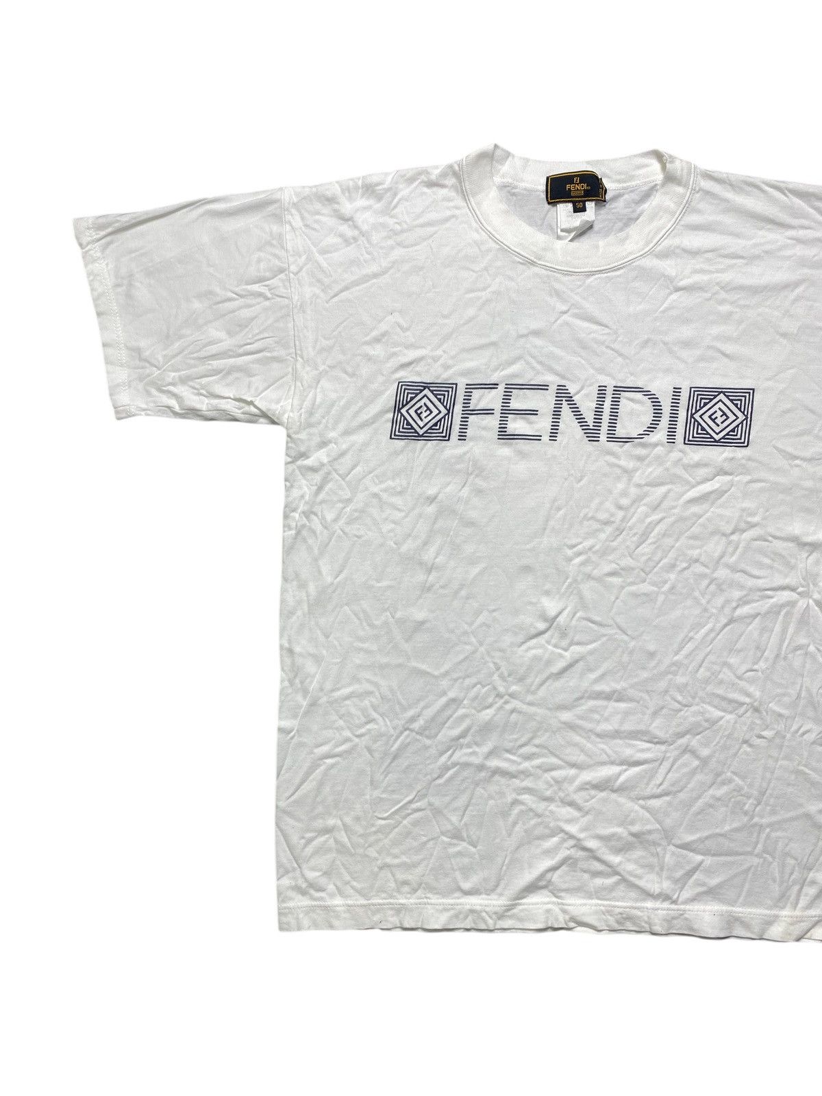Fendi VINTAGE FENDI SPELLOUT DESIGN WHITE TEE Size US M / EU 48-50 / 2 - 4 Thumbnail